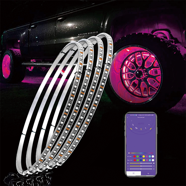 IP67 Waterproof led car wheel Color Changing light rgb Ring wheel led lights for car rims with App Control